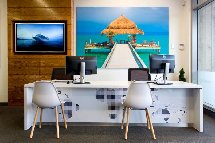 How to decorate a travel agency office