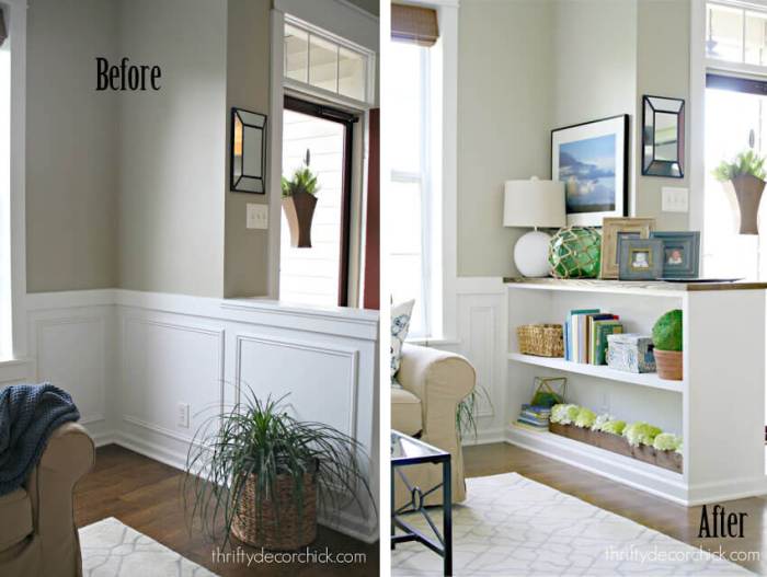 How to decorate a half wall between rooms