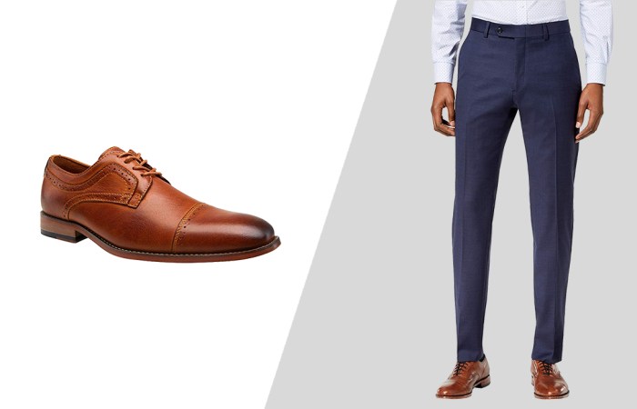 Mens blue dress pants brown shoes