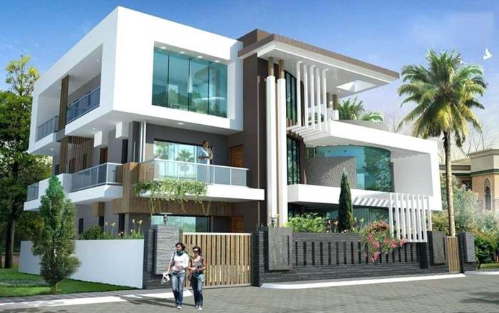 Desain rumah lantai 3 terlihat 2 lantai