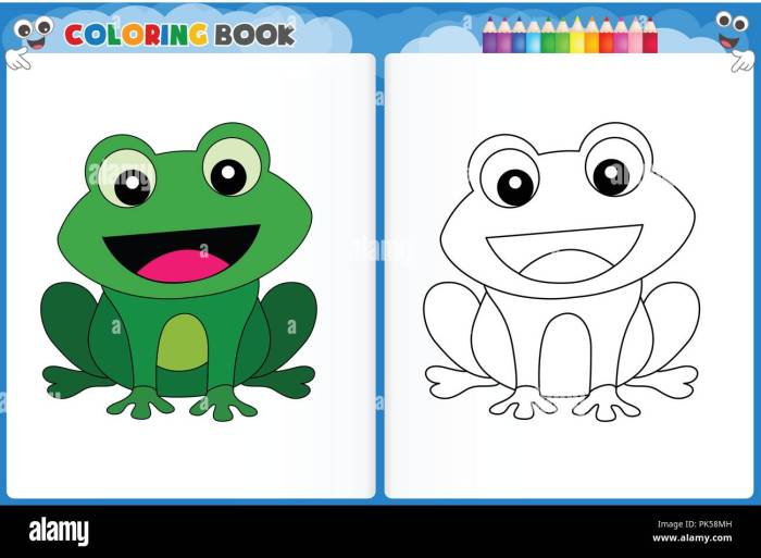 Coloring sample frog kids kindergarten cute preschool printable worksheet basic skills colorful alamy improve