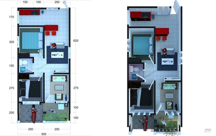 Desain rumah kost 6x10 2 lantai