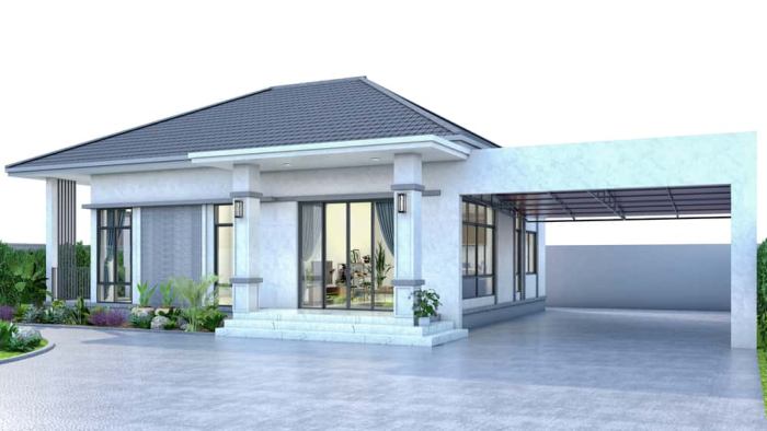 Desain rumah memanjang 1 lantai