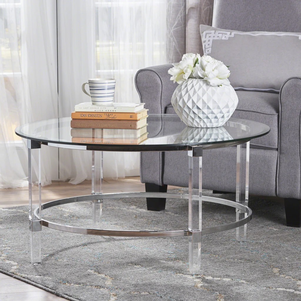 Lucite tempered iron lynn decorsnob accents circular livingroom