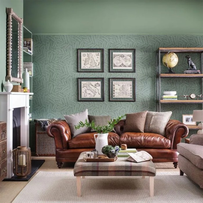 Living room country ideas wallpaper green feature designs decorating lounge botanical wall colour design style relaxed decorate blackmore dominic credit